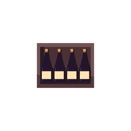 Wine bottles inside box design of Winery alcohol drink beverage restaurant celebration and party theme Vector illustrationのイラスト素材
