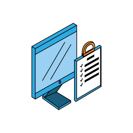 desktop computer with checklist vector illustration designのイラスト素材