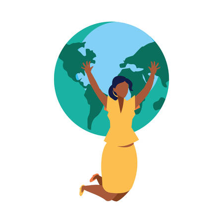 celebrating businesswoman world on white background vector illustrationのイラスト素材