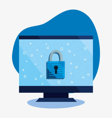 computer secure locked cybersecurity data protection vector illustrationのイラスト素材