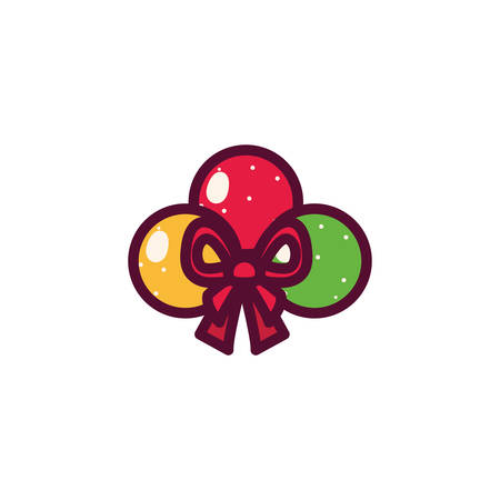 Balloons and bowtie design, Merry chritmas winter season decoration card invitation celebration and holiday theme Vector illustrationのイラスト素材