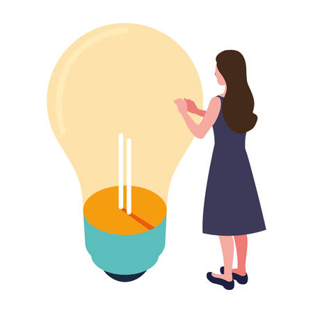 businesswoman with light bulb on white background vector illustration designのイラスト素材