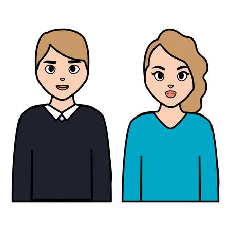 couple avatar characters icons vector illustration designのイラスト素材