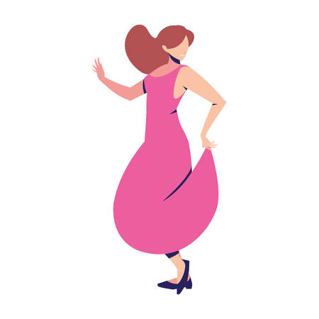 young woman in pose of dancing on white background vector illustration designのイラスト素材