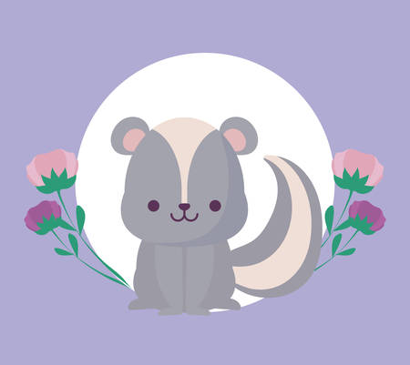 skunk cartoon design,  expression cute character funny and emoticon theme Vector illustrationのイラスト素材
