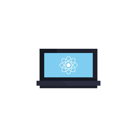 Atom icon inside laptop design, Chemistry science molecular technology particle molecule micro element and power theme Vector illustrationのイラスト素材