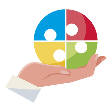 hand lifting puzzle pieces vector illustration designのイラスト素材