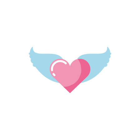 Heart with wings design of love passion romantic valentines day wedding decoration and marriage theme Vector illustrationのイラスト素材