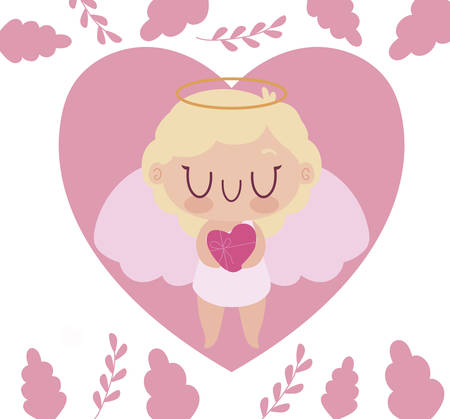 Girl cupid cartoon design of love passion romantic valentines day wedding decoration and marriage theme Vector illustrationのイラスト素材