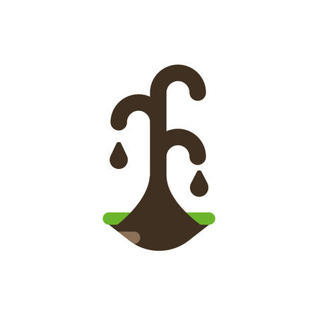 Oil tower with flame design, Fracking industry fuel technology power industrial production and petroleum theme Vector illustrationのイラスト素材