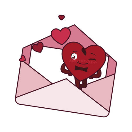 Male red heart cartoon inside card design of love passion romantic valentines day wedding decoration and marriage theme Vector illustrationのイラスト素材