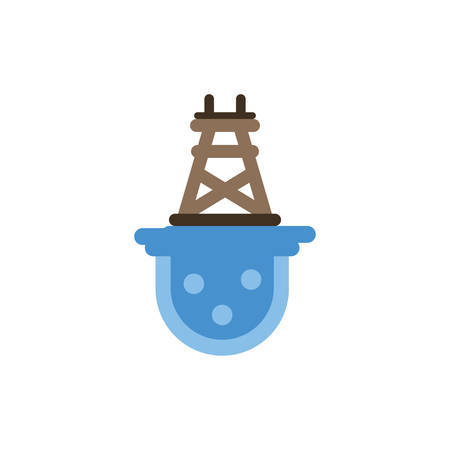 Oil tower over water design, Fracking industry fuel technology power industrial production and petroleum theme Vector illustrationのイラスト素材