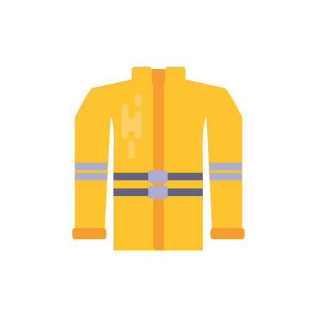 Firefighter jacket design, Emergency rescue save department 911 danger help safety and aid theme Vector illustrationのイラスト素材