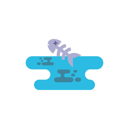 Dead fish design, Pollution factory environment dirty danger industry plant chemical and toxic theme Vector illustrationのイラスト素材