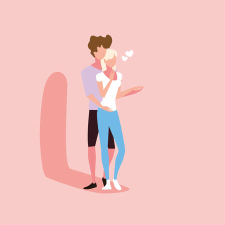 couple of people in love, man and woman embracing each other affectionately vector illustration designのイラスト素材