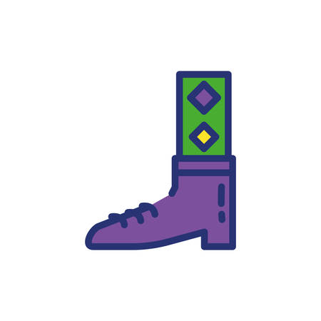 Mardi gras sock with shoe design, Party carnival decoration celebration festival holiday fun new orleans and traditional theme Vector illustrationのイラスト素材