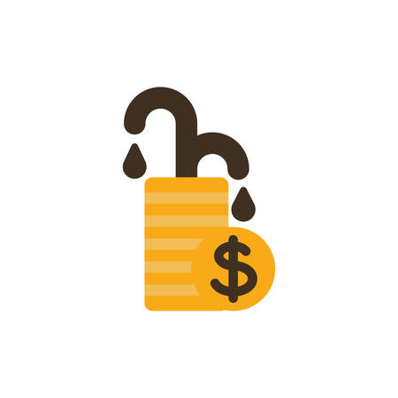 Oil tower with flame design, Fracking industry fuel technology power industrial production and petroleum theme Vector illustrationのイラスト素材