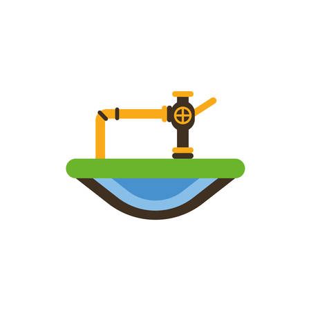 Oil pipe with tap design, Fracking industry fuel technology power industrial production and petroleum theme Vector illustrationのイラスト素材
