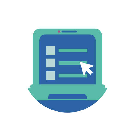 Laptop and arrow cursor design, Digital technology communication social media internet web and screen theme Vector illustrationのイラスト素材