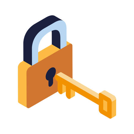 security padlock with key on white background vector illustration designのイラスト素材