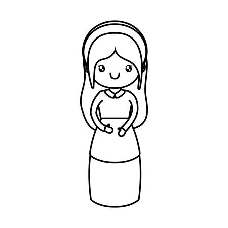 Woman cartoon of thanksgiving day design, Autumn season holiday greeting and traditional theme Vector illustrationのイラスト素材