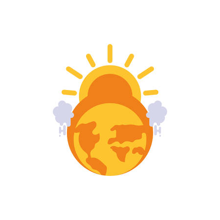 Sun and world design, Climate change global warning pollution environment nature green and extreme danger theme Vector illustrationのイラスト素材