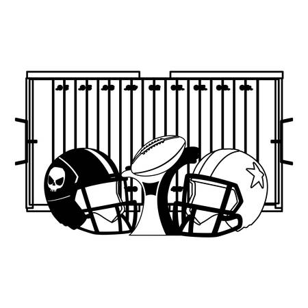 american football award with helmets on stadium grass vector illustration designのイラスト素材