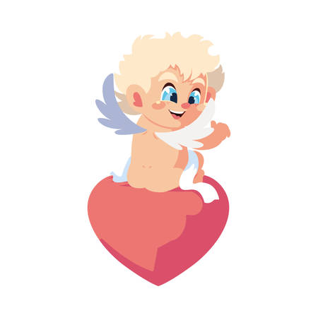 cute cupid angel on white background , valentines day vector illustration designのイラスト素材