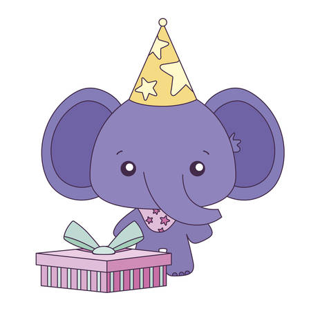 elephant cartoon design, Happy birthday card celebration decoration surprise party anniversay and invitation theme Vector illustrationのイラスト素材
