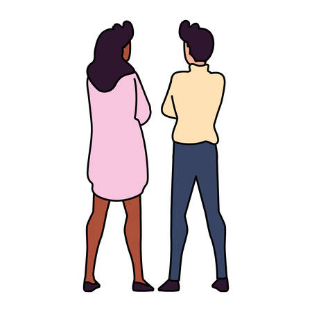 couple of people in back position on white background vector illustration designのイラスト素材