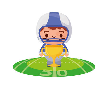 Player with trophy design, American football super bowl sport hobby competition game training equipment tournement and play theme Vector illustrationのイラスト素材