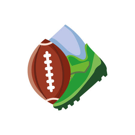 Ball and shoe design, American football super bowl sport hobby competition game training equipment tournement and play theme Vector illustrationのイラスト素材