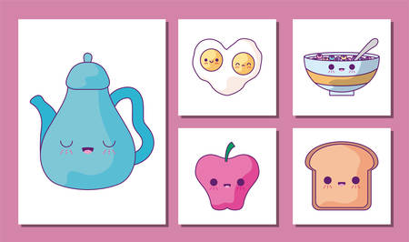 cartoons icon set design, Breakfast food meal fresh product natural store and cooking theme Vector illustrationのイラスト素材