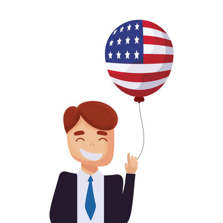 Man cartoon and flag balloon design, Usa happy presidents day elections united states america independence nation us country and national theme Vector illustrationのイラスト素材