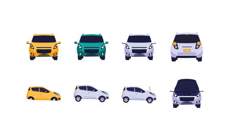 Cars set design, Automobile auto transportation vehicle transport wheel automotive and speed theme Vector illustrationのイラスト素材