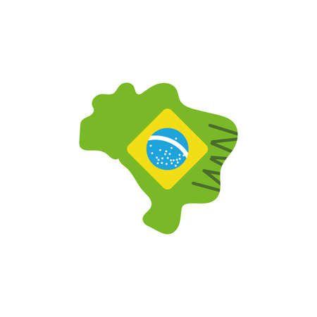 Brazil flag map design, Culture tourism brazilian travel south latin america country and traditional theme Vector illustrationのイラスト素材