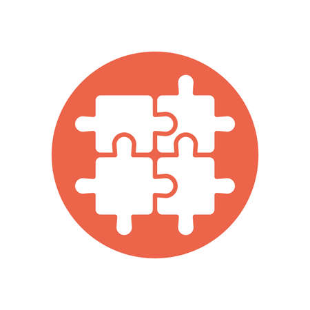 Puzzles inside circle design, Jigsaw game object teamwork match toy element connection and solution theme Vector illustrationのイラスト素材