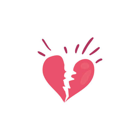 broken heart design of love passion romantic valentines day wedding decoration and marriage theme Vector illustrationのイラスト素材
