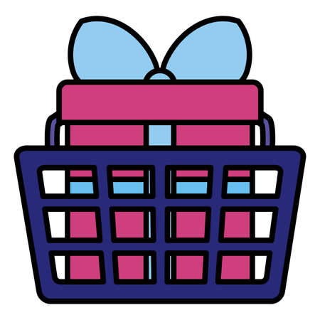 shopping basket with gift vector illustration designのイラスト素材