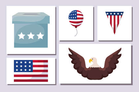 Icon set design, Usa happy presidents day elections united states america independence nation us country and national theme Vector illustrationのイラスト素材