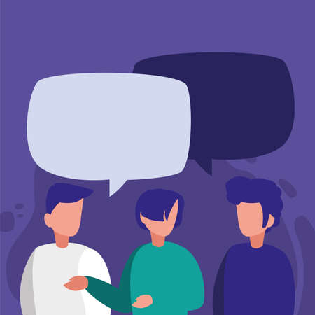 men with communication bubbles design, Message discussion conversation talk and technology Vector illustrationのイラスト素材