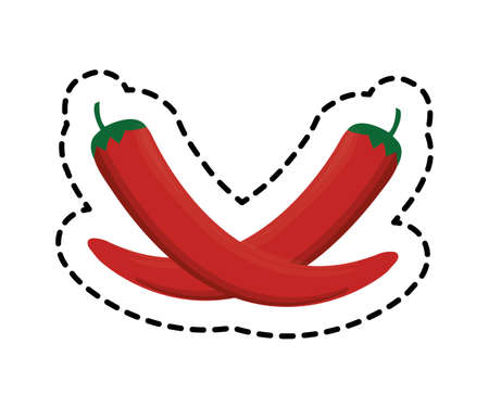 patch of chili peppers mexican isolated icon vector illustration designのイラスト素材