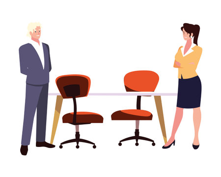 couple in the work office on white background vector illustration designのイラスト素材