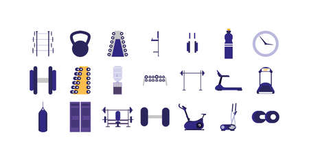 Icon set design, Gym sport bodybuilding healthy lifestyle activity cardio leisure and exercise theme Vector illustrationのイラスト素材