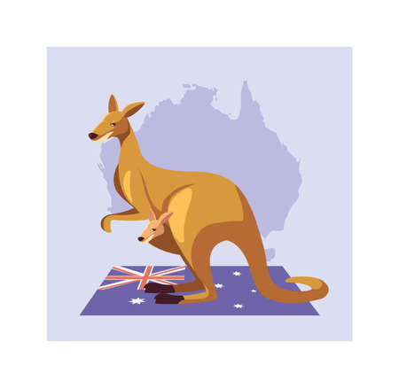 greeting card with australian kangaroo vector illustration designのイラスト素材