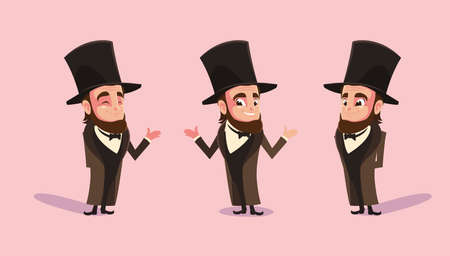president abraham lincoln, presidents day celebration vector illustration designのイラスト素材