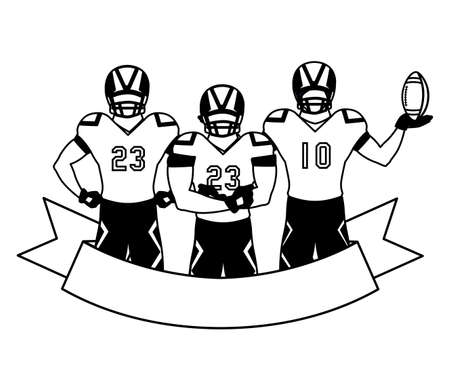 team of players american football , sportsmen with uniform vector illustration designのイラスト素材