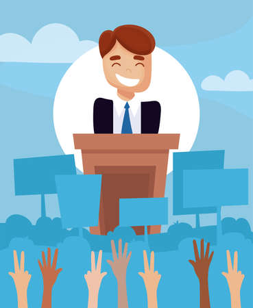 Man in podium design, Usa happy presidents day elections united states america independence nation us country and national theme Vector illustrationのイラスト素材