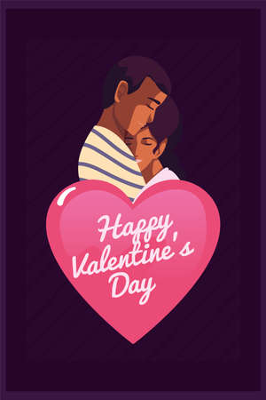 Couple of woman and man hugging with heart design of Happy valentines day love passion romantic wedding decoration and marriage theme Vector illustrationのイラスト素材