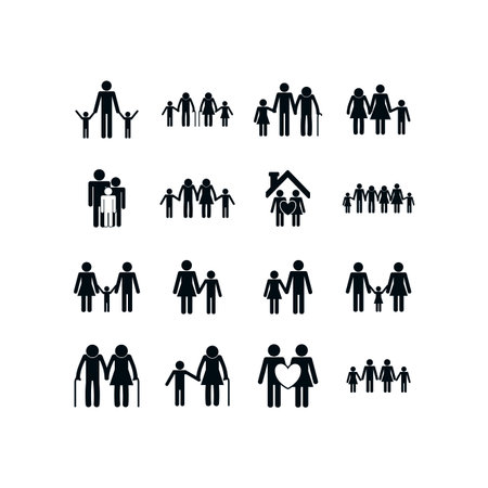 Set of mothers fathers kids and grandparents design, Family relationship generation lifestyle person character friendship and portrait theme Vector illustrationのイラスト素材